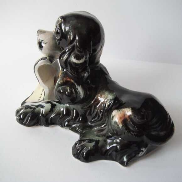 Vintage Pottery Ceramic Cocker Spaniel Dog w/Newspaper Figurine Statue Sculpture - Picture 3 of 8